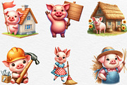Three Little Pigs Clipart, an Illustration by Black Bird Studio (Thumbnail 5 of 6)