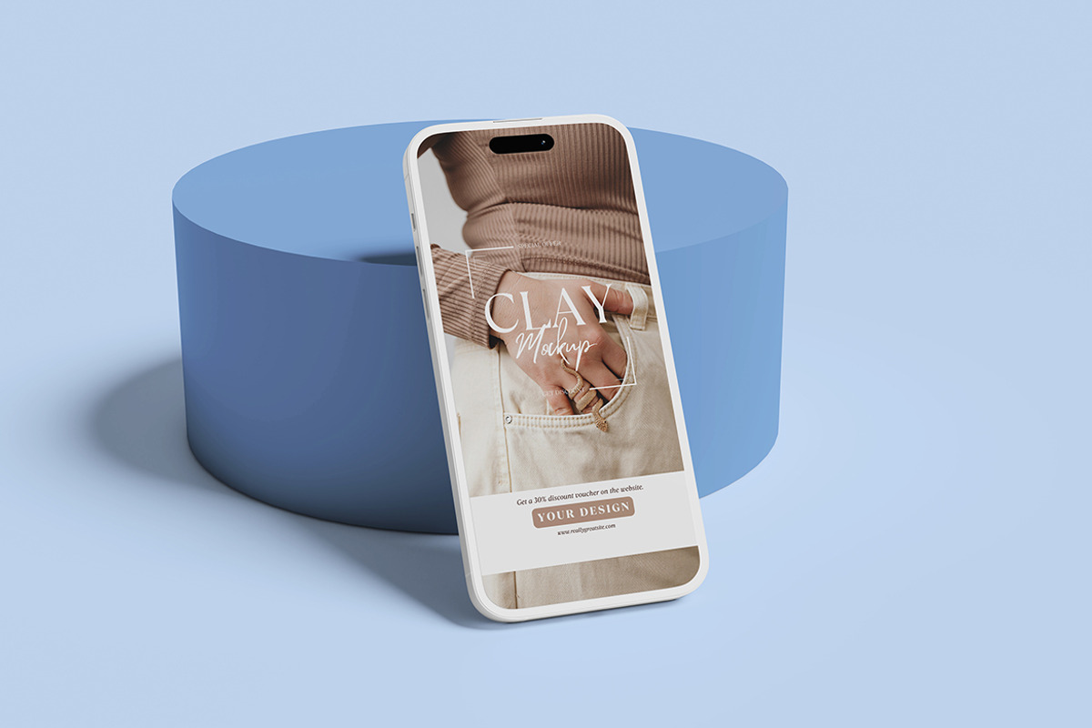 iPhone 14 Pro Clay Mockup, an iPhone Mockup by Indah (Photo 2 of 7)