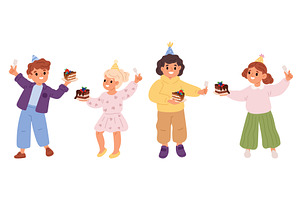Little girls and boys at party with, a Person Illustration by Vectorbuum