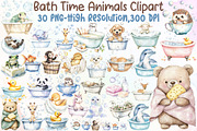 Bath Time Animals  Watercolor Clipar, an Illustration by Sublimation Artist (Thumbnail 1 of 6)