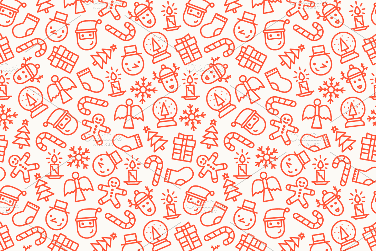 30 Сhristmas Icons + Pattern, an Outline Icon by chewkotski (Photo 3 of 5)