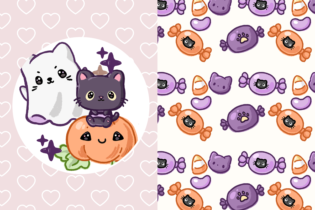 Kawaii Black Cat Clipart, a Seasonal Illustration by TheClipAtelier (Photo 3 of 3)