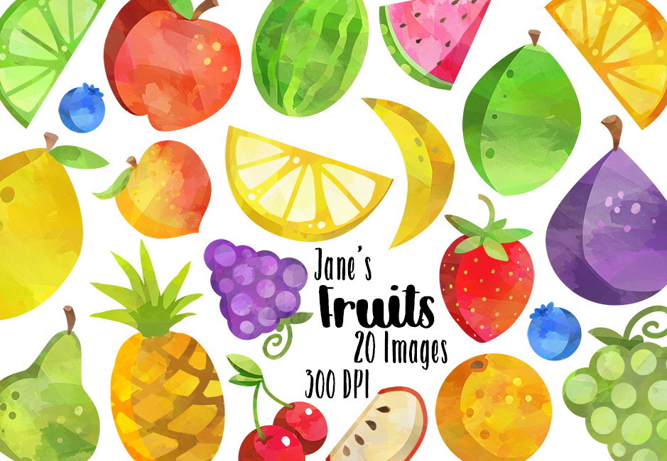 Watercolor Fruits Clipart, an Object Graphic by DigitalArtsi