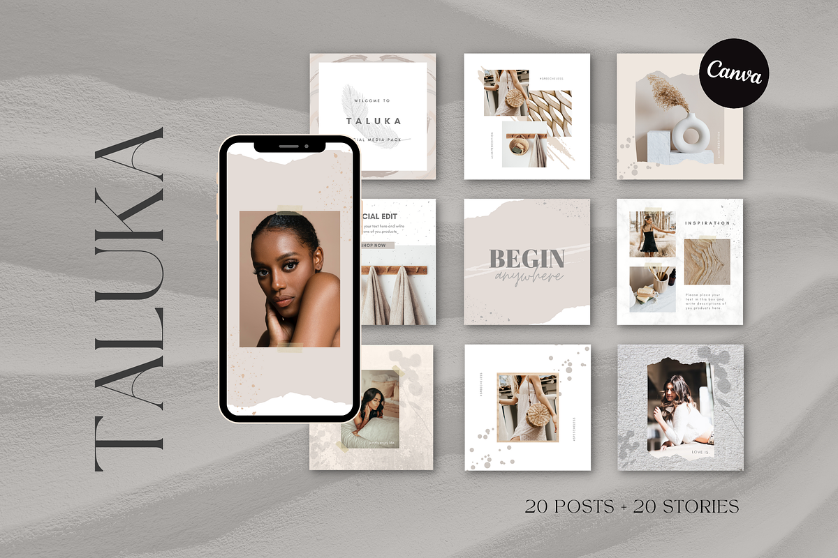 CANVA | Taluka Social Media Pack, a Social Media Template by 9inchideas (Photo 1 of 8)