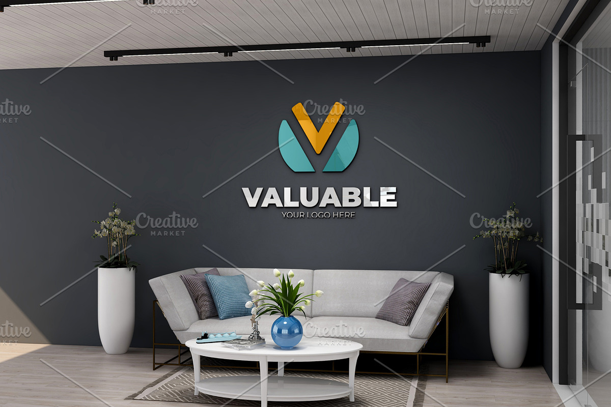 PSD Minimalist Lounge Wall Mockup, a Product Mockup by Ayy (Photo 2 of 15)