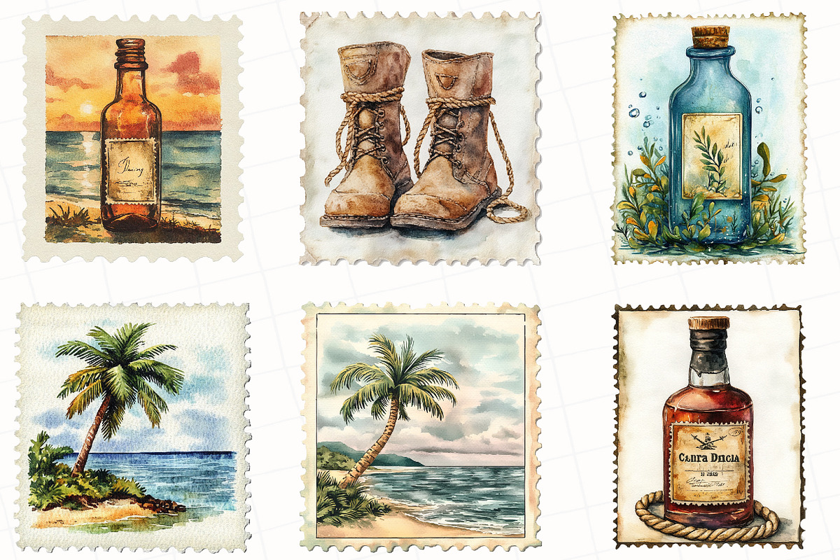 Nautical Vintage Stamp Clipart, an Illustration by OK Design (Photo 3 of 5)