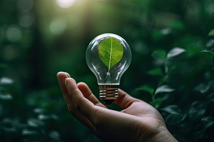 Ecology and environment concept. Hand holding eco light bulb wit, an Arts & Entertainment Photo by AS photostudio