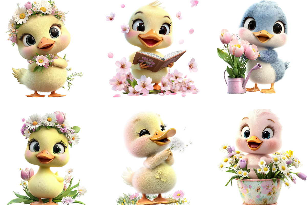 Whimsical Spring Duck Clipart, an Illustration by Designking (Photo 5 of 5)