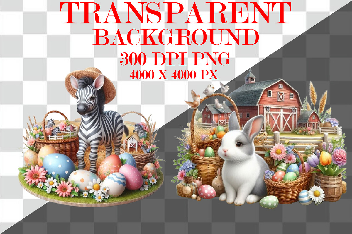 Easter Farm Animals Sublimation Clip, a Seasonal Illustration by Craft Nest (Photo 3 of 5)