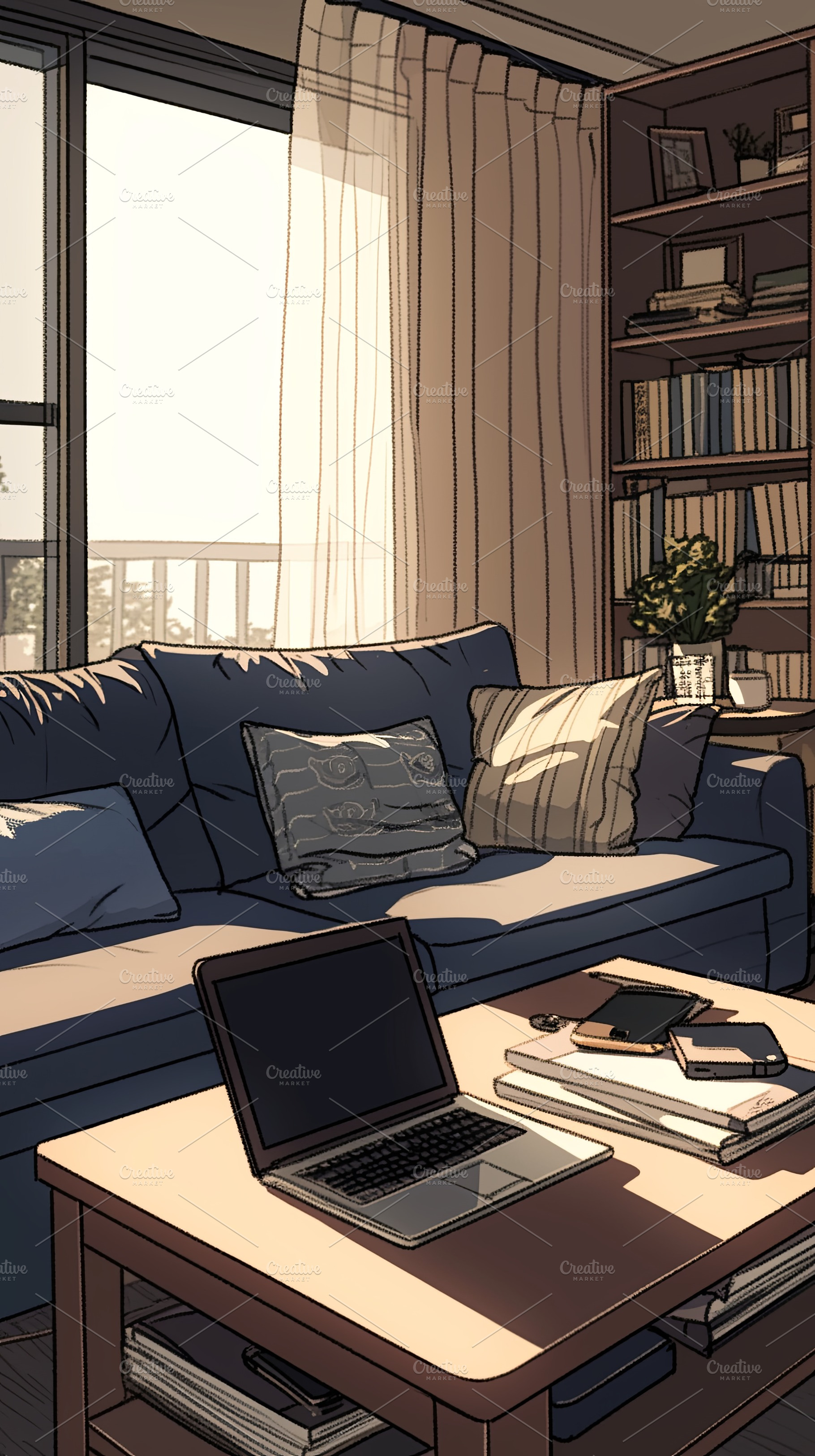 Cozy Living Room Workspace with Natural Light and Comfortable Decor, a Photo by AS photostudio