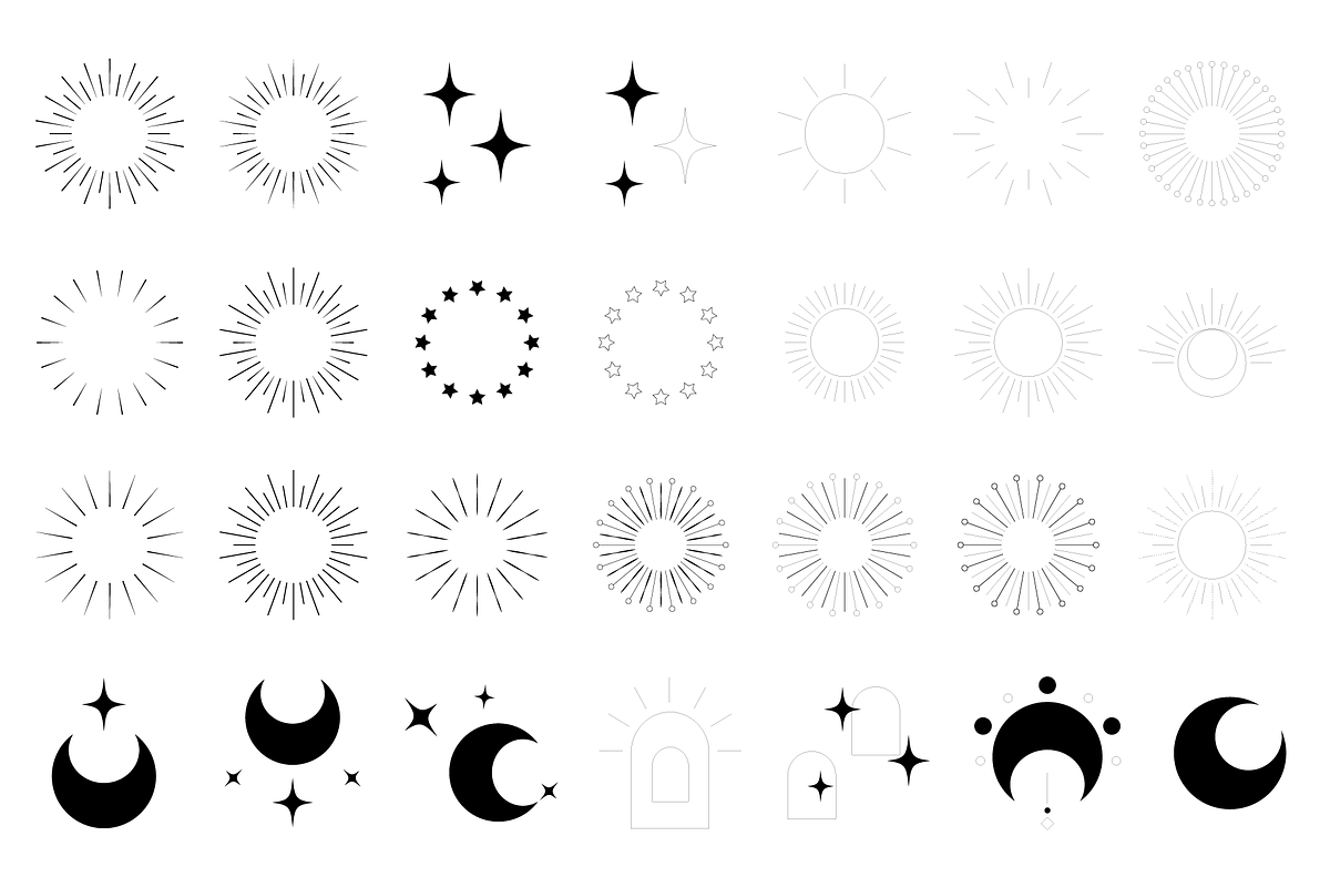 Celestial Monoline Graphic Elements, an Object Graphic by WildGallant Graphics (Photo 3 of 3)