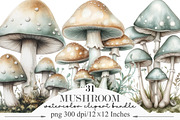 Watercolor Mushroom Clipart, an Illustration by Designking (Thumbnail 1 of 5)