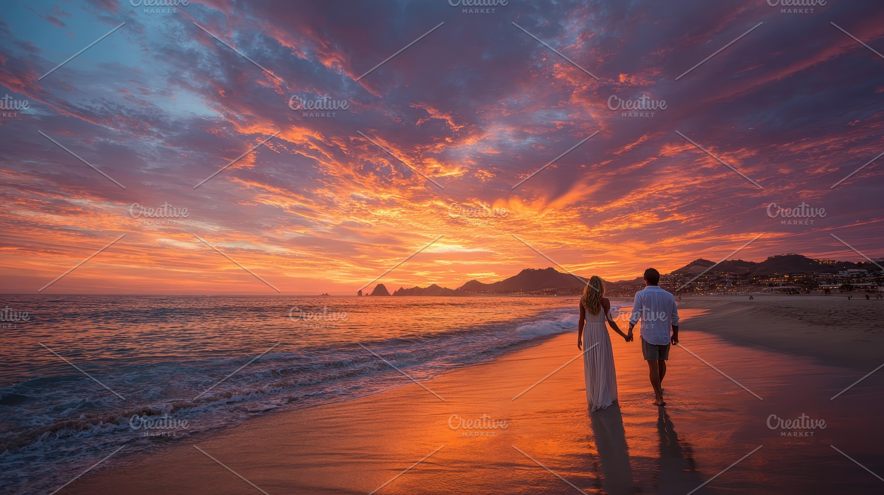 Couple holding hands walking beach s, a Photo by Pixeness Studio