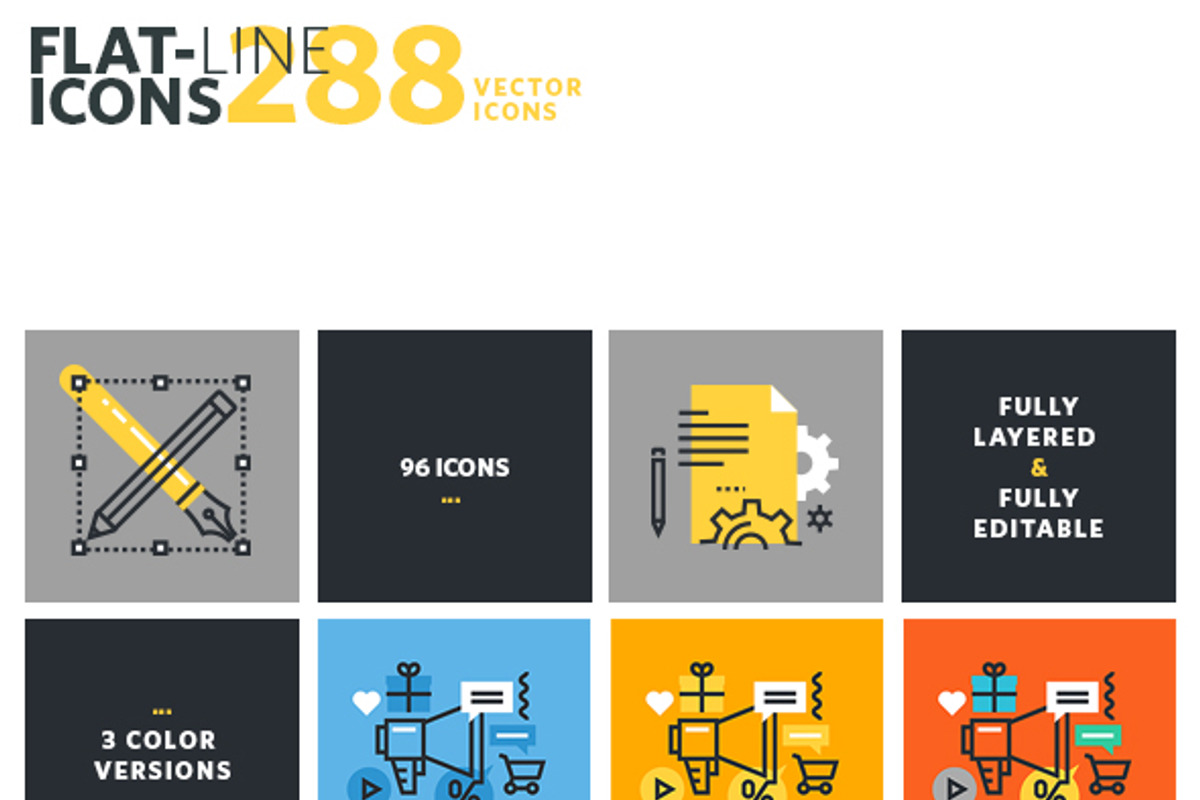 Set of Flat Line Icons, an Outline Icon by PureSolution