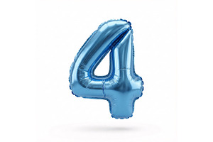 Blue Metallic Number 4 Foil Balloon