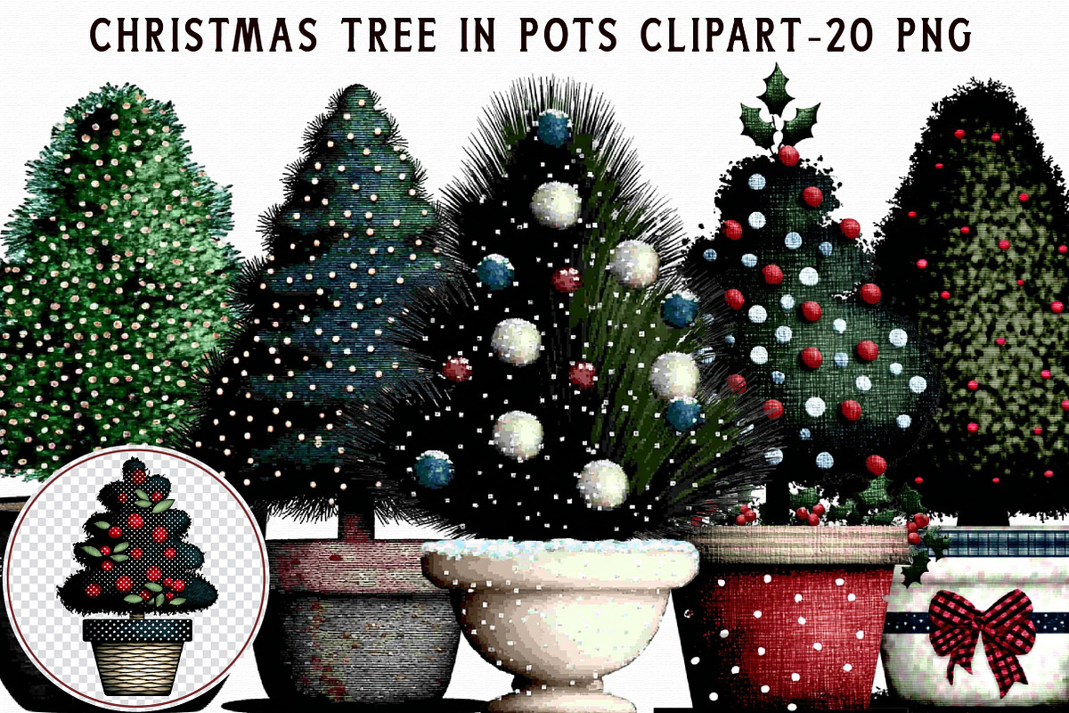 Christmas Tree in Pots Clipart, an Illustration by Libby Wishes (Photo 1 of 6)