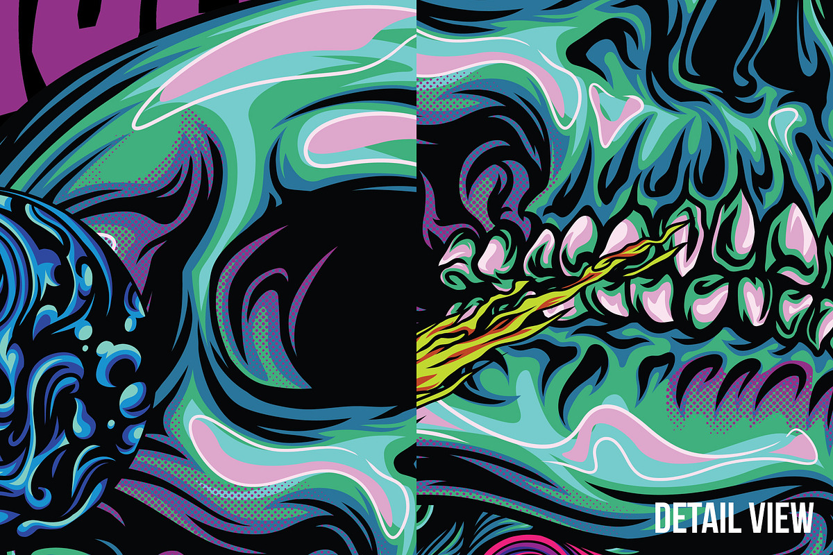 Skullwave Part 1 T-Shirt Design, an Illustration by badsyxn (Photo 2 of 4)