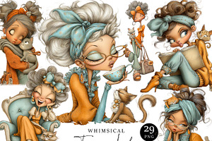 Whimsical Funny Lady Clipart, a Person Illustration by Design Scotch