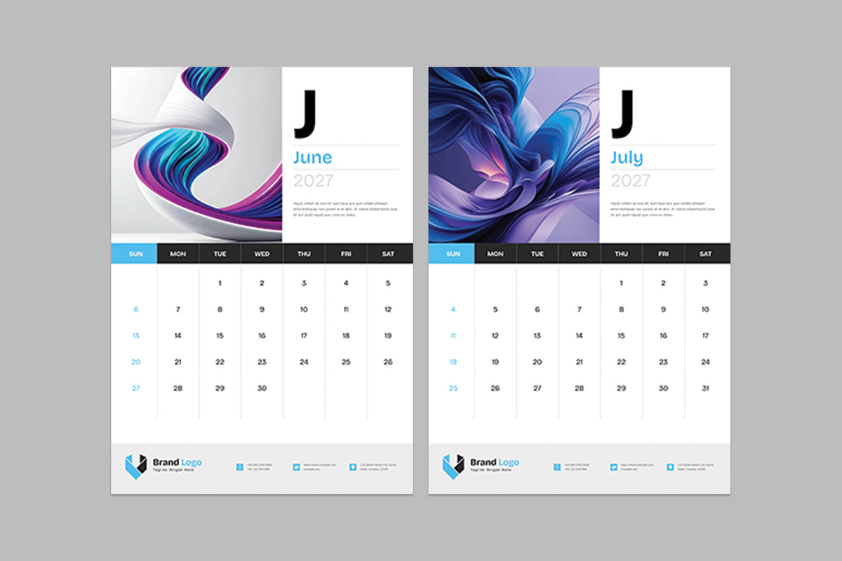 Wall Calendar Template 2027, a Stationery Template by Cleffon_Graphic_Studio (Photo 5 of 8)