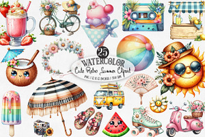 Cute Retro Summer Clipart, an Icon by Designking