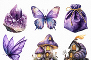 Magical Garden Purple Fairies Clipar, an Illustration by Craft Nest (Thumbnail 5 of 6)