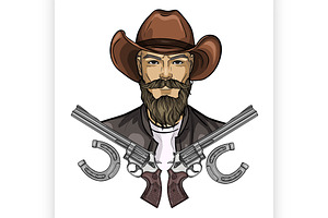 Hand Drawn Sketch Cowboy Icon2