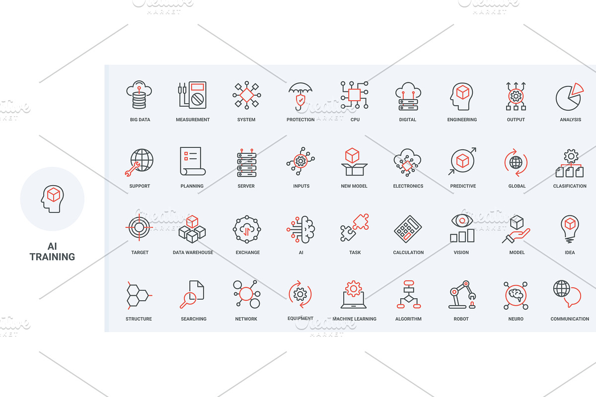 Machine learning ai neural icons, a Technology Illustration by Lemberg Vector