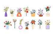 Flowers in vases set + backgrounds, a Decorative Illustration by PaperTrident (Thumbnail 1 of 8)