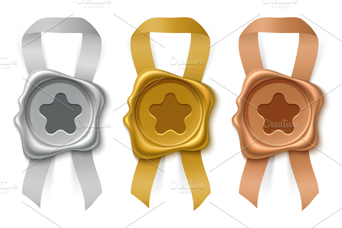 Award wax seals. Rewards made of wax, an Object Illustration by Vectorbuum
