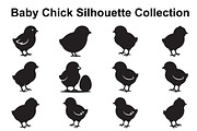 Fluffy Chick Silhouette Set, an Object Graphic by Creativeshirt (Thumbnail 1 of 3)