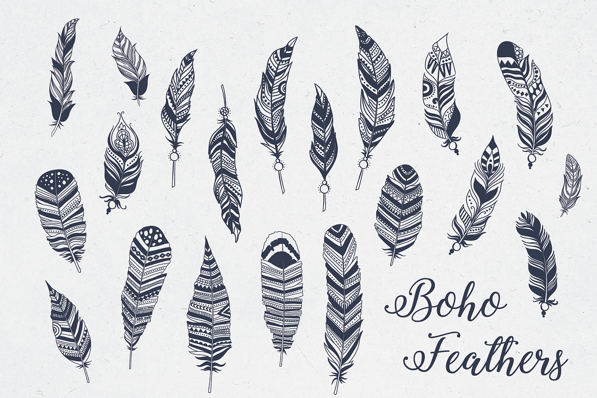 Boho Feathers Set, an Object Graphic by Angelina De Sol (Photo 2 of 3)
