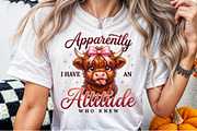 Funny Highland Cow Attitude PNG, a Work Illustration by Sublimation Artist (Thumbnail 6 of 9)