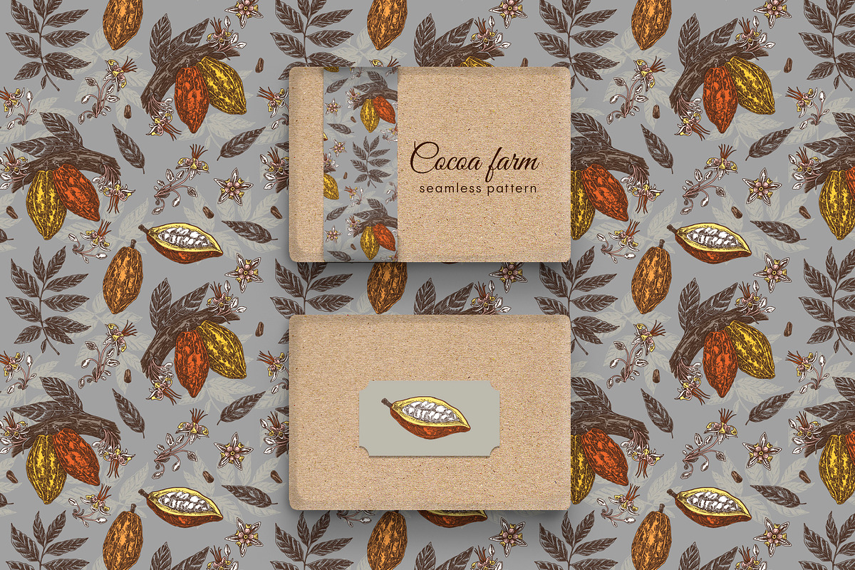 Cocoa farm. Seamless patterns., a Pattern Graphic by Kseniakrop (Photo 6 of 6)