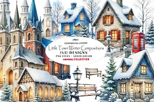 Little Town Winter Compositions PNG