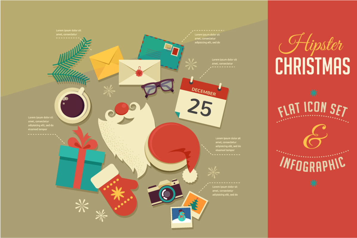 Christmas Infographics / flat icons, an Illustration by Marish (Photo 1 of 2)
