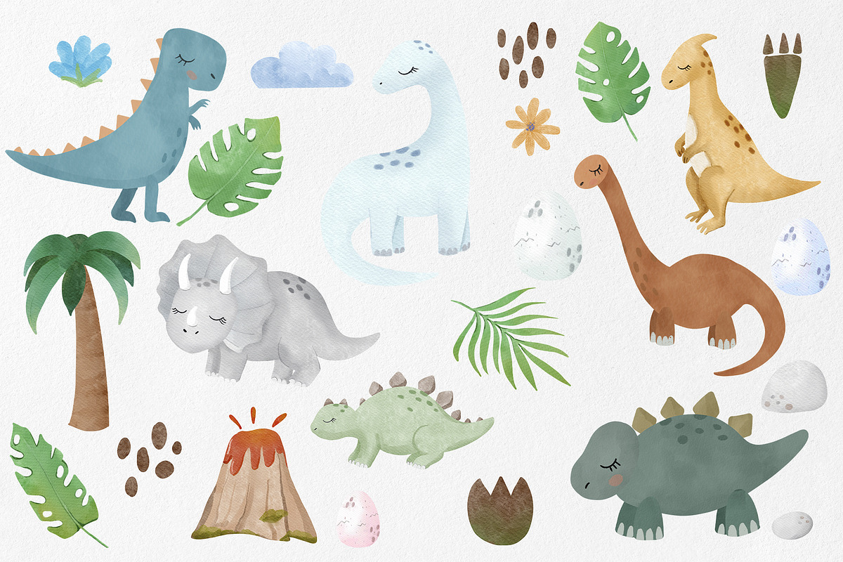 Watercolor dinosaur name creator PNG, an Illustration by SleptArt (Photo 2 of 5)