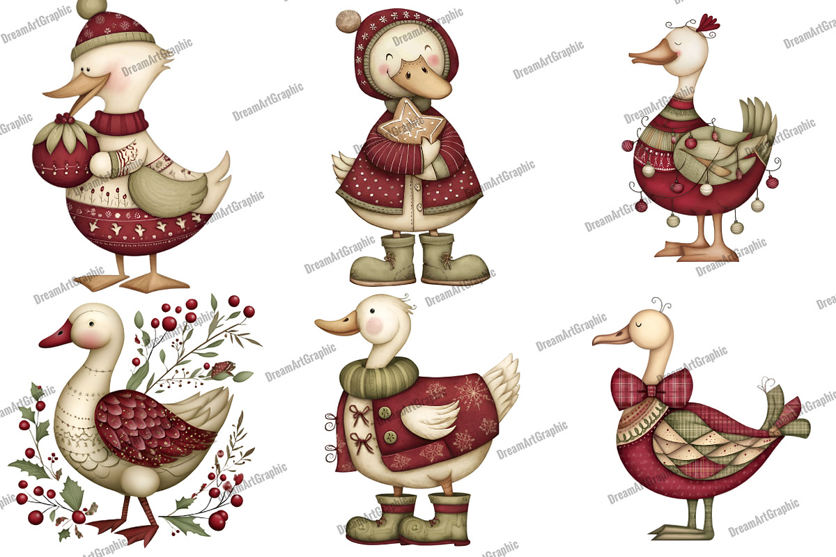 Christmas Goose Clipart, an Illustration by DreamArtGraphic (Photo 4 of 5)
