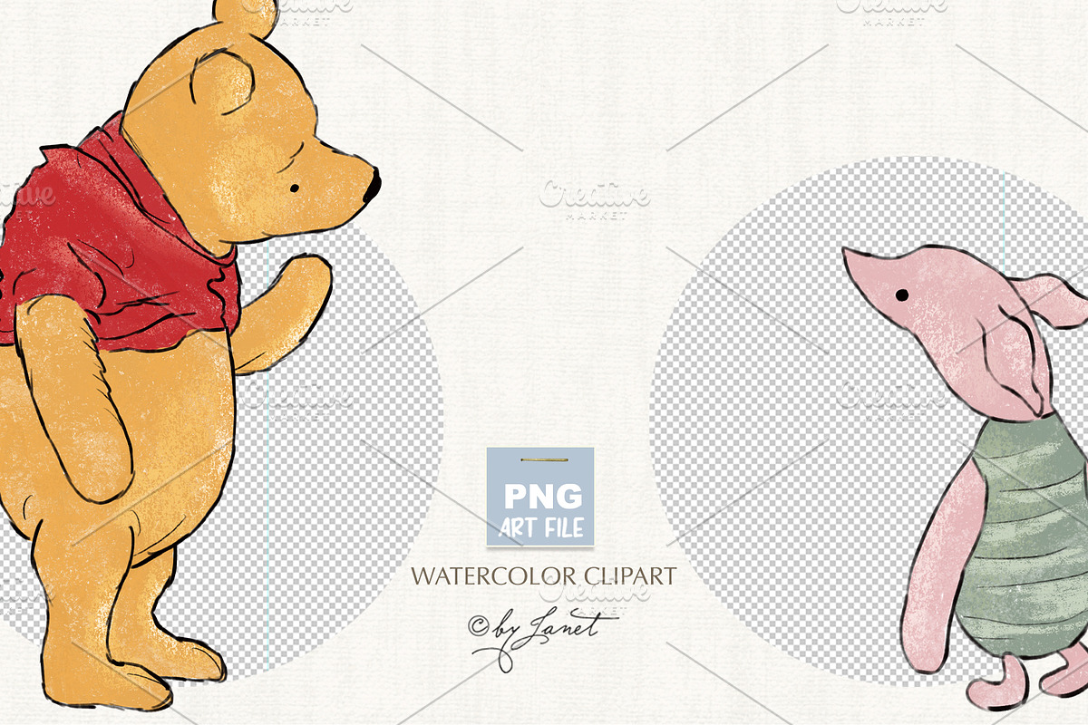Classic Winnie The Pooh clipart, an Animal Illustration by helloPAPER (Photo 5 of 6)