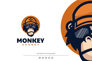 Spunky Monkey Mascot Cartoon Logo