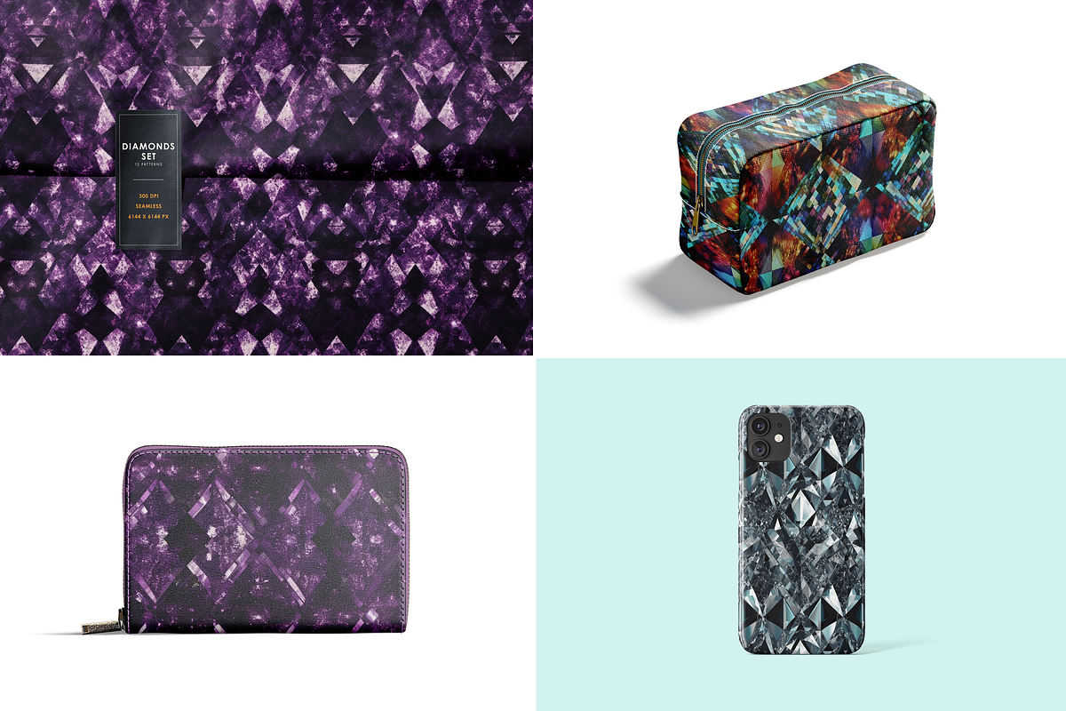 Diamonds seamless patterns, a Pattern Graphic by Ninterints (Photo 15 of 16)