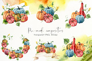 Pumpkins Watercolor pumpkin clipart, a Seasonal Illustration by Yuliya Derbisheva (Thumbnail 5 of 11)