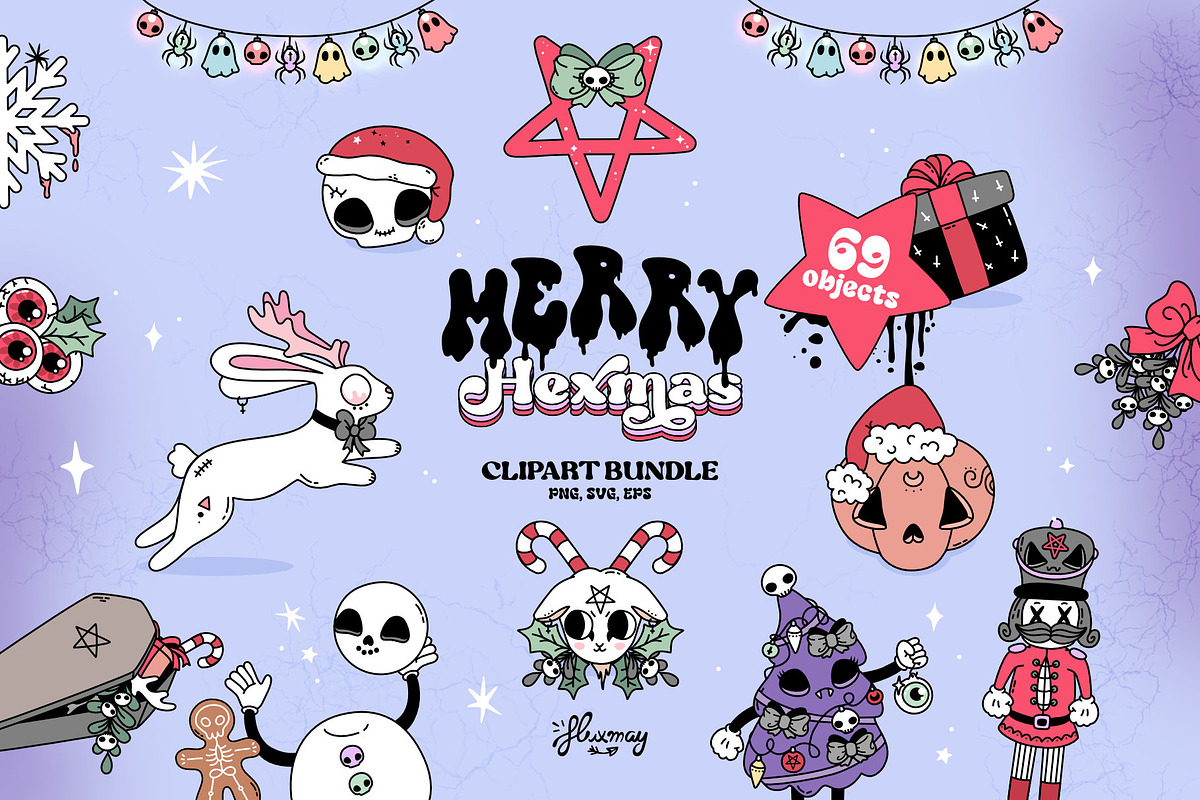 Merry Hexmas - Goth Christmas bundle, a Seasonal Illustration by Huxmay (Photo 1 of 7)