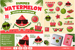 Summer Watermelon Sticker Collection