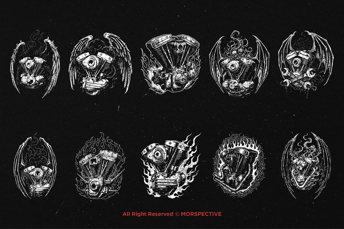 10 Bundle Dark Art V Twin Engine, an Illustration by Morspective (Photo 6 of 7)