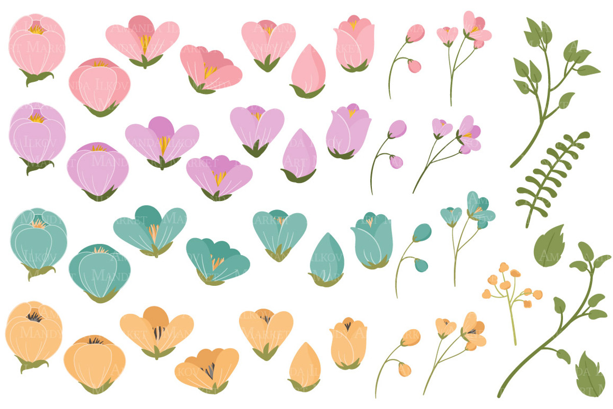 Garden Party Floral Vector Clipart, an Illustration by Amanda Ilkov (Photo 3 of 3)