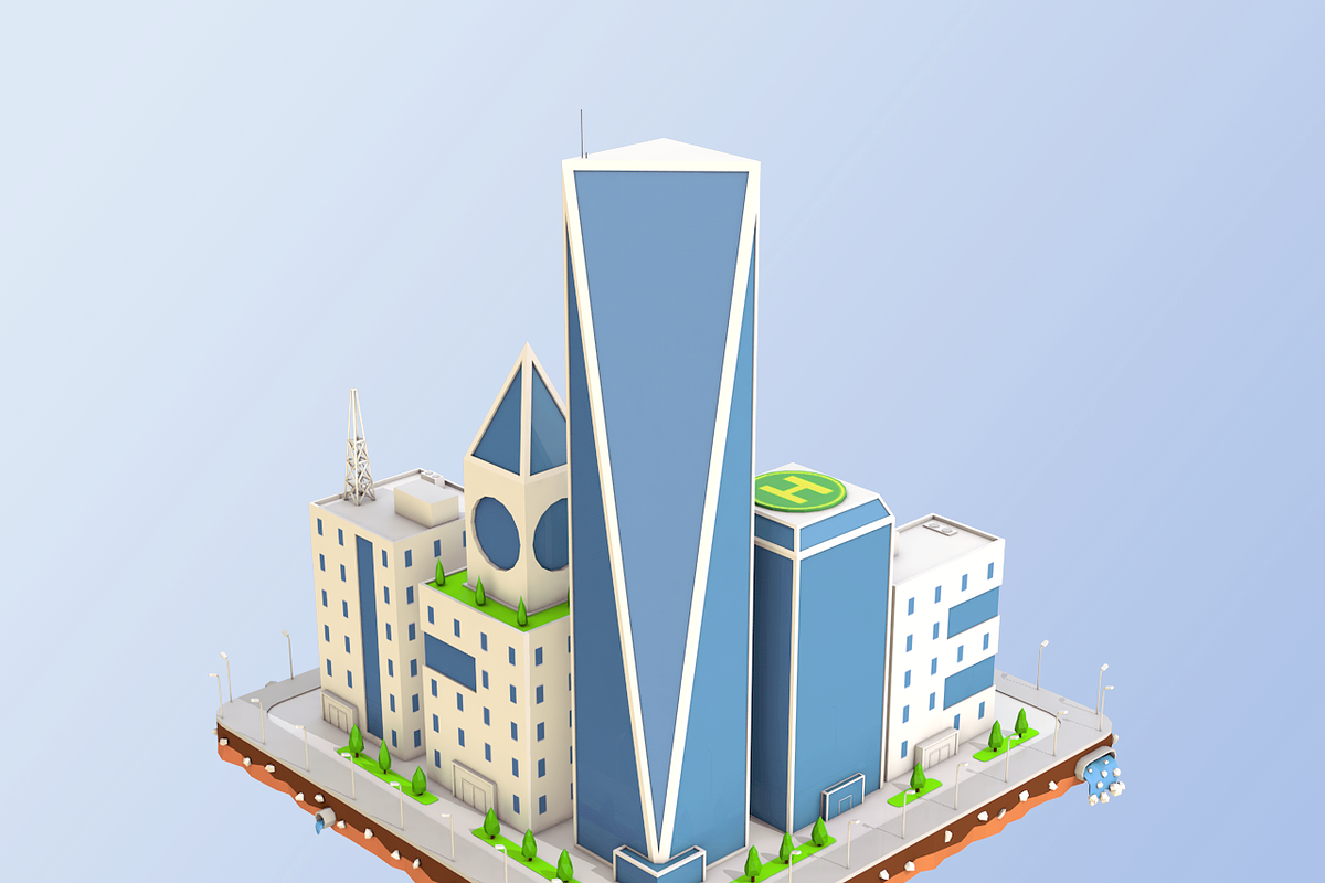 Low Poly City Block Skyscraper Build, an Environmental 3D Model by 3DGeeq (Photo 3 of 6)
