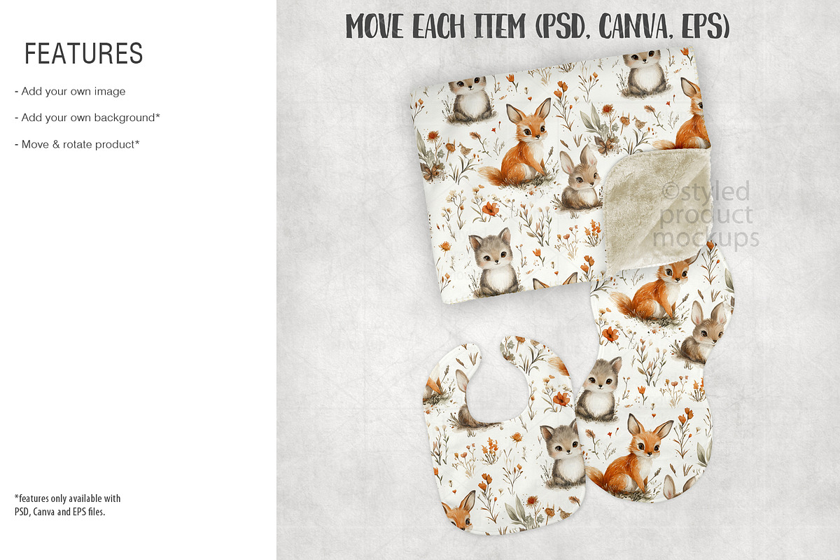 Baby Gift Set Mockup Bundle, a Merchandise Mockup by StyledProductMockups (Photo 3 of 9)