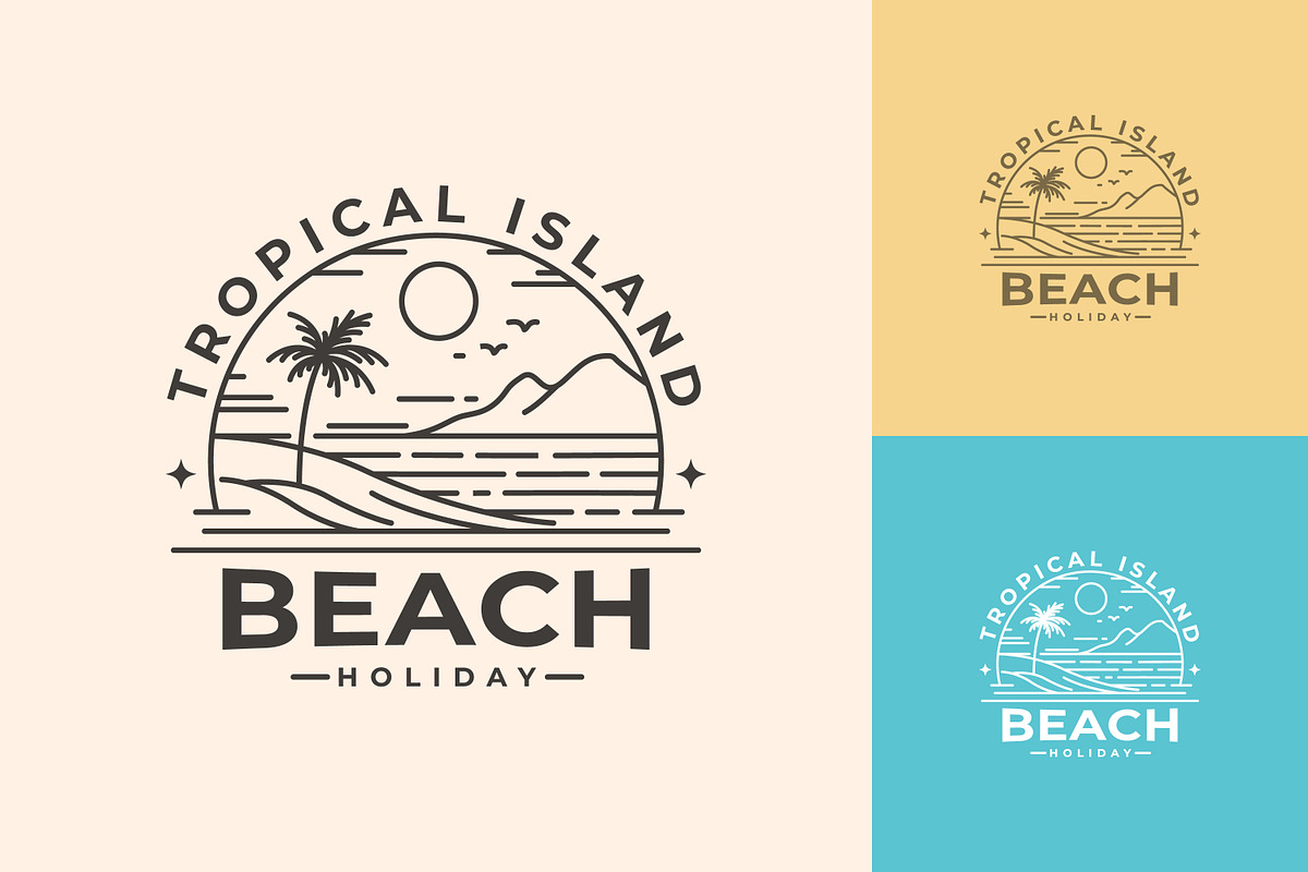 Tropical Island Beach Holiday Logo, a Branding & Logo Template by Saba Vector