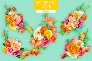 Poppy Love Floral Clip Art