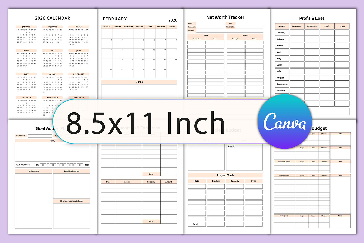 Editable 2025-2026 Budget Planner, a Stationery Template by Designmela01 (Photo 2 of 4)